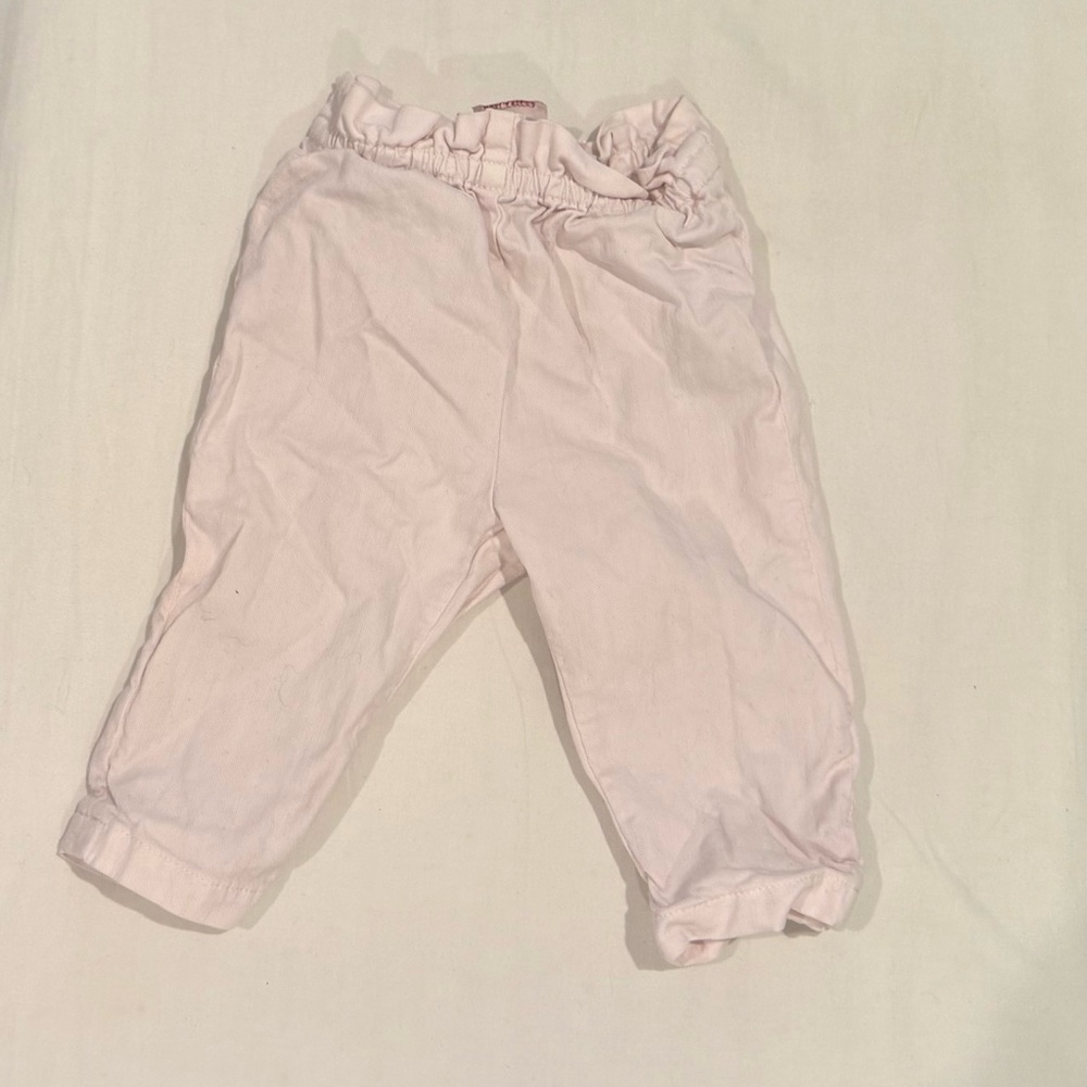 Bonpoint Baby Girl Pale Pink Pants- elastic ruffle like waist band
